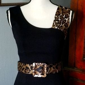 Cache black & leopard dress